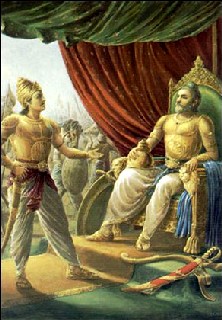 Duryodhana fala com seu mestre Dronacharya