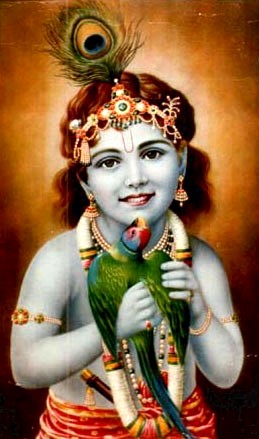 O Senhor Sri Krishna com Seu papagaio de estimao