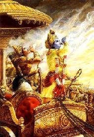 Krishna e Arjuna sopram seus bzios transcendentais