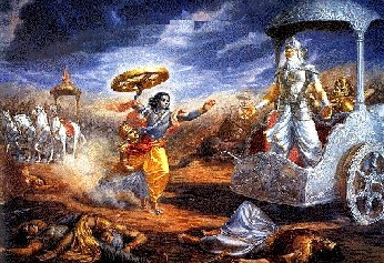 Krishna quebra Sua palavra e ataca o av Bhisma...