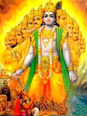 Arjuna admira a Forma Universal de Krishna - Visvarupa