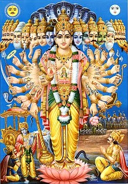 Arjuna admira a Forma Universal de Krishna - Visvarupa