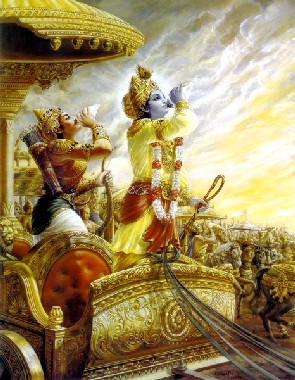 Krishna e Arjuna soam seus búzios transcendentais